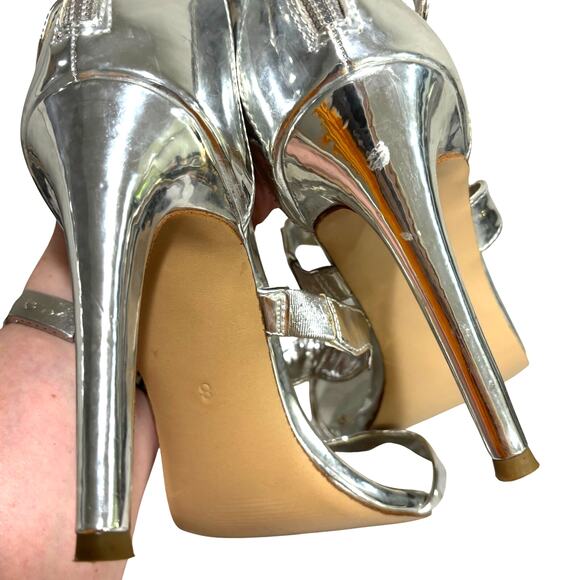 Limelight strappy silver metallic high heels dressy sandals zip back heel sz 8M - Picture 5 of 11